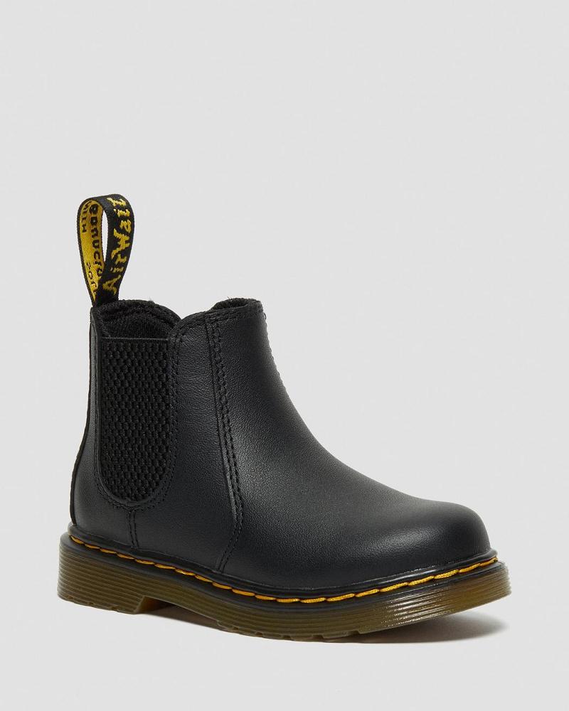 Kids\' Dr Martens Infant/Toddler 2976 Softy T Leather Chelsea Boots Black | AU 666VRW